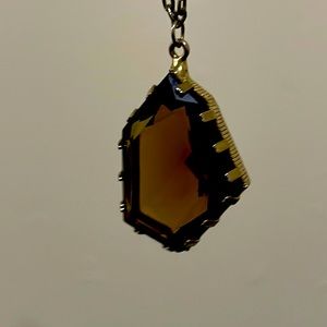 Pendant - gold tone - tourmaline colored stone. Likely glass
